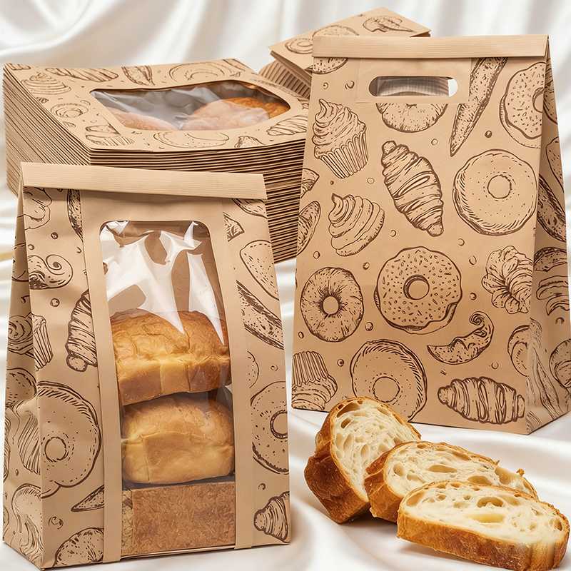 Home Packing paper bags banner for bakery takeaway and retail packaging