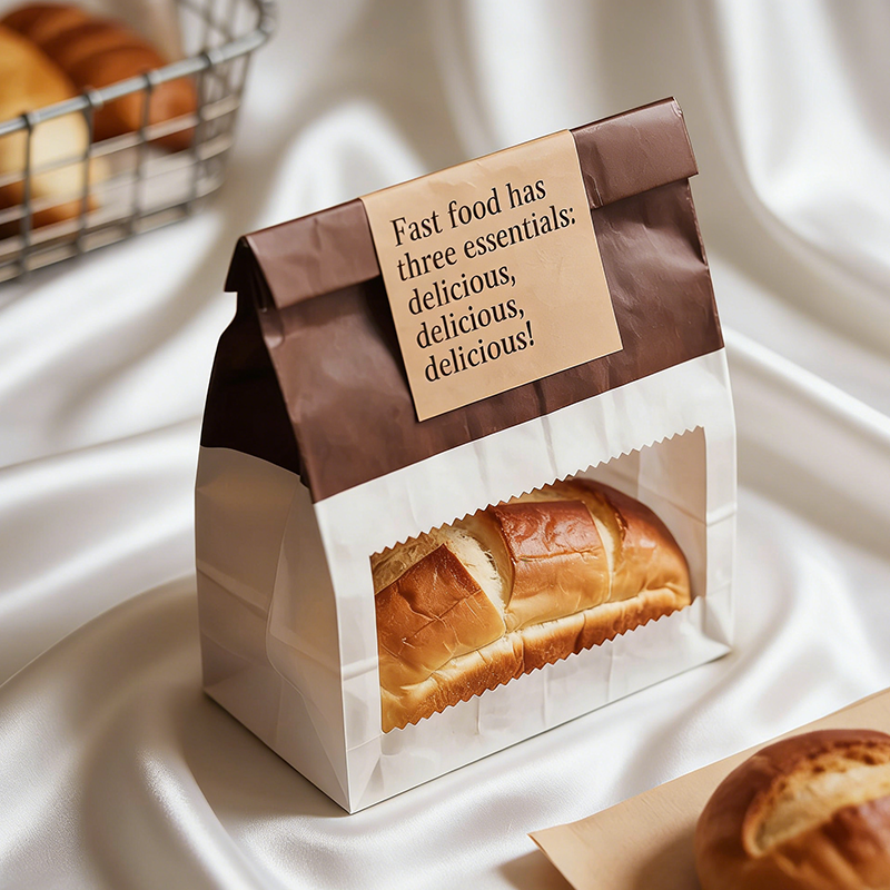 Cost-efficient paper bag packaging for bread takeaway and retail use