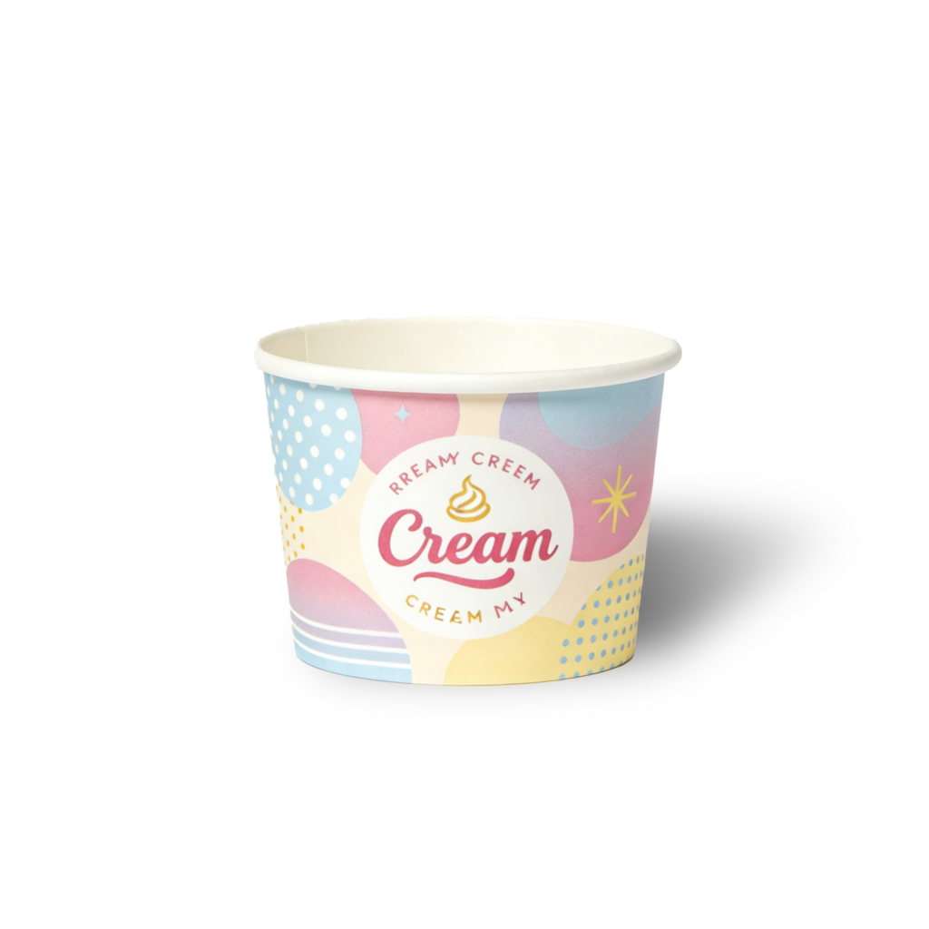 Ice cream cups for frozen dessert takeaway and branded presentation