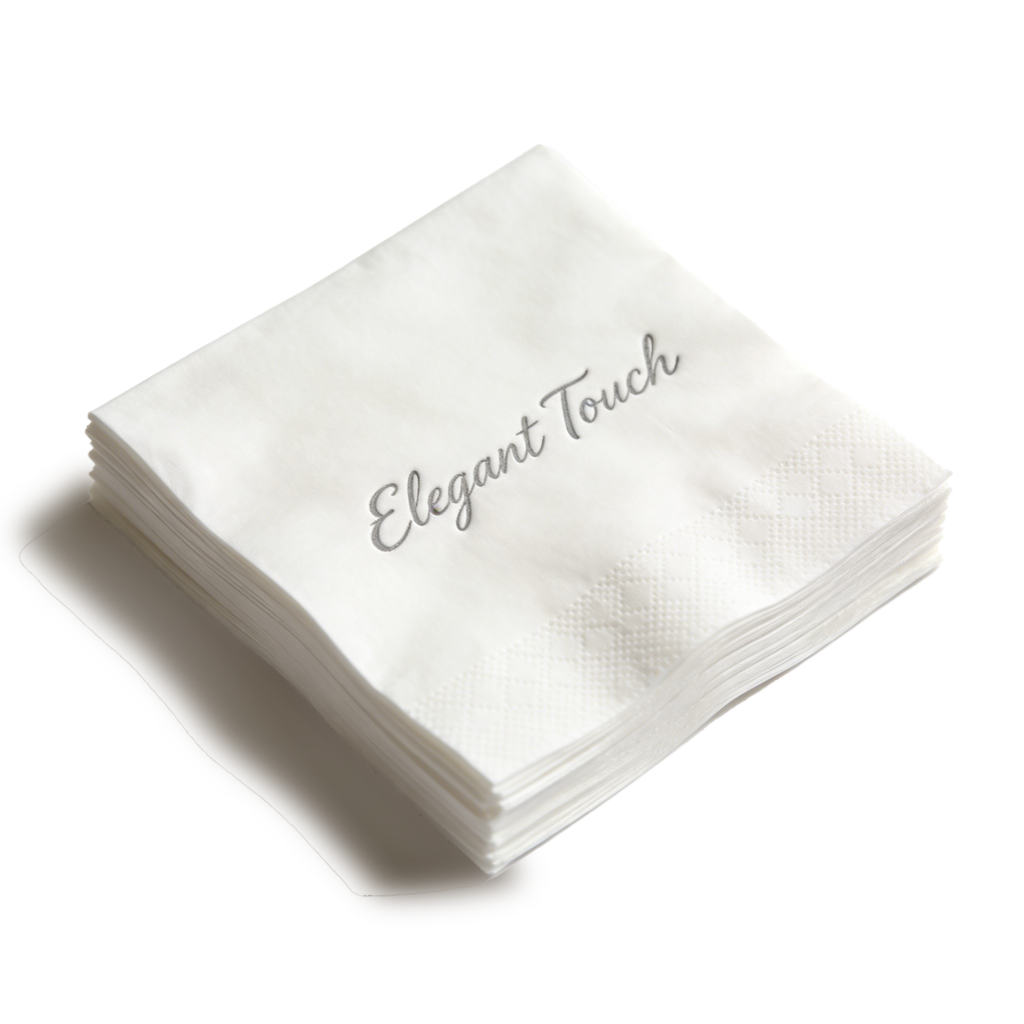 Branded napkins for bakery takeaway and coordinated packaging presentation