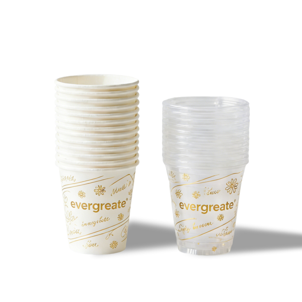 Custom disposable cups with matching lids for hot and cold drinks