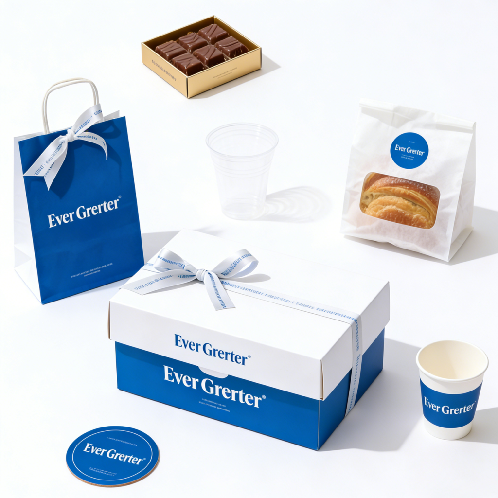 Coordinated custom packaging product set with matching items