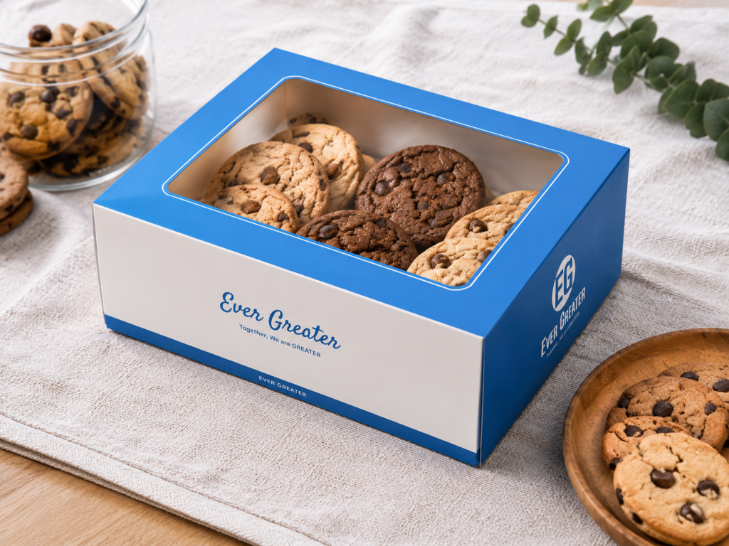 Cookie packaging box with transparent window for bakery display